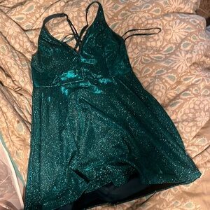 Sparkle-green formal dress Size- 15, adult medium-large